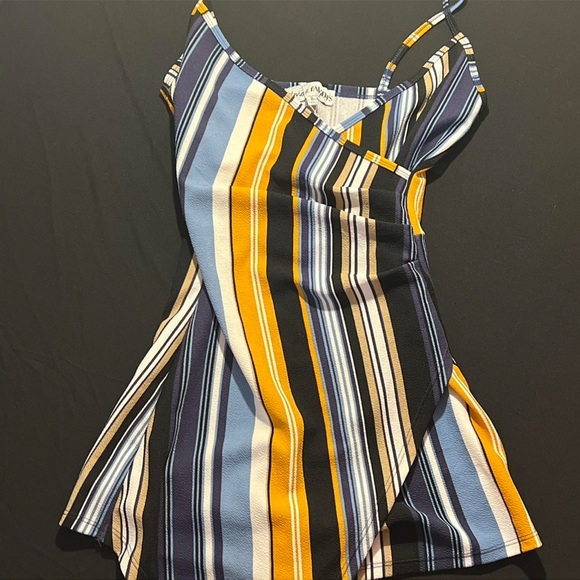 Striped Sleeveless Wrap Dress - Picture 1 of 4